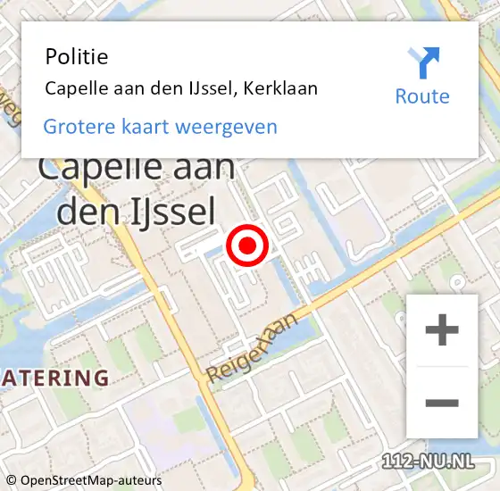 Locatie op kaart van de 112 melding: Politie Capelle aan den IJssel, Kerklaan op 27 maart 2024 12:13
