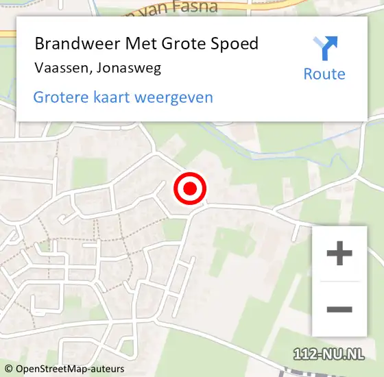 Locatie op kaart van de 112 melding: Brandweer Met Grote Spoed Naar Vaassen, Jonasweg op 27 maart 2024 12:24