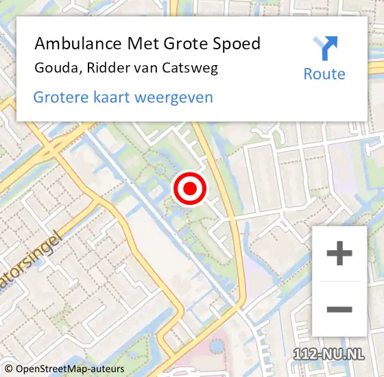 Locatie op kaart van de 112 melding: Ambulance Met Grote Spoed Naar Gouda, Ridder van Catsweg op 27 maart 2024 12:36