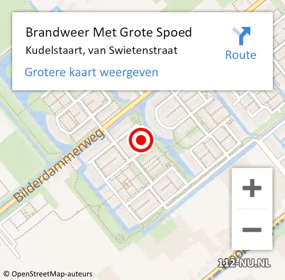 Locatie op kaart van de 112 melding: Brandweer Met Grote Spoed Naar Kudelstaart, van Swietenstraat op 27 maart 2024 12:53