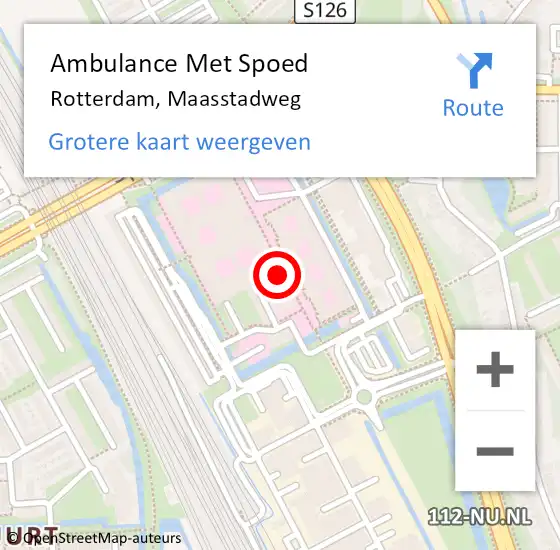 Locatie op kaart van de 112 melding: Ambulance Met Spoed Naar Rotterdam, Maasstadweg op 27 maart 2024 12:56