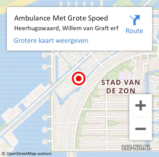 Locatie op kaart van de 112 melding: Ambulance Met Grote Spoed Naar Heerhugowaard, Willem van Graft erf op 27 maart 2024 13:18