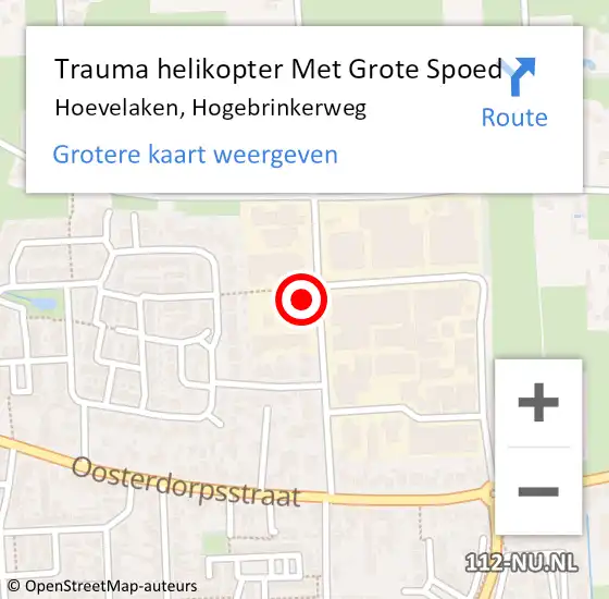 Locatie op kaart van de 112 melding: Trauma helikopter Met Grote Spoed Naar Hoevelaken, Hogebrinkerweg op 27 maart 2024 13:19