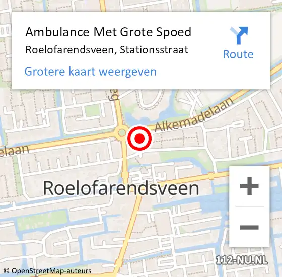 Locatie op kaart van de 112 melding: Ambulance Met Grote Spoed Naar Roelofarendsveen, Stationsstraat op 27 maart 2024 13:23