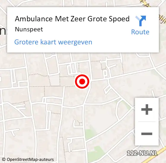 Locatie op kaart van de 112 melding: Ambulance Met Zeer Grote Spoed Naar Nunspeet op 27 maart 2024 13:28