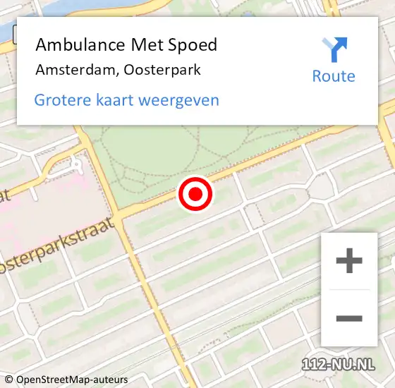Locatie op kaart van de 112 melding: Ambulance Met Spoed Naar Amsterdam, Oosterpark op 27 maart 2024 13:35