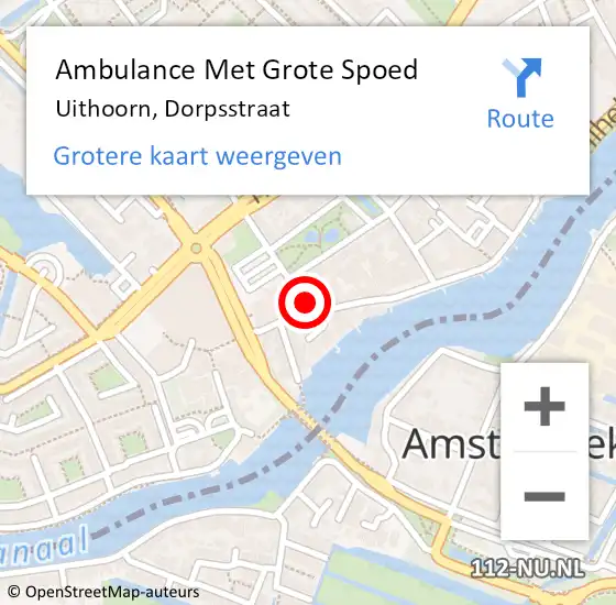 Locatie op kaart van de 112 melding: Ambulance Met Grote Spoed Naar Uithoorn, Dorpsstraat op 27 maart 2024 13:42