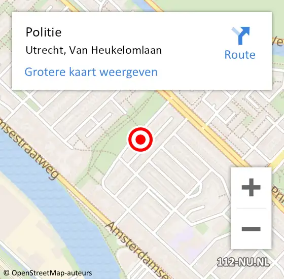 Locatie op kaart van de 112 melding: Politie Utrecht, Van Heukelomlaan op 27 maart 2024 13:45