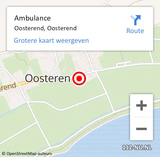 Locatie op kaart van de 112 melding: Ambulance Oosterend, Oosterend op 27 maart 2024 13:50