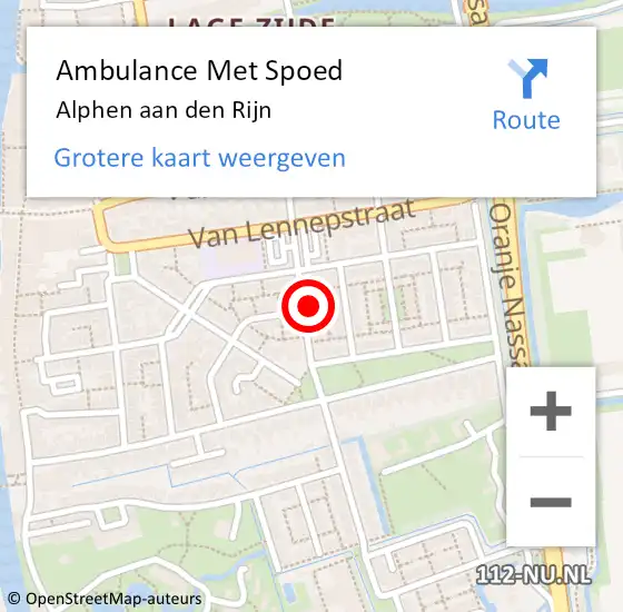 Locatie op kaart van de 112 melding: Ambulance Met Spoed Naar Alphen aan den Rijn op 27 maart 2024 14:00