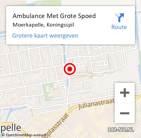 Locatie op kaart van de 112 melding: Ambulance Met Grote Spoed Naar Moerkapelle, Koningsspil op 27 maart 2024 14:09