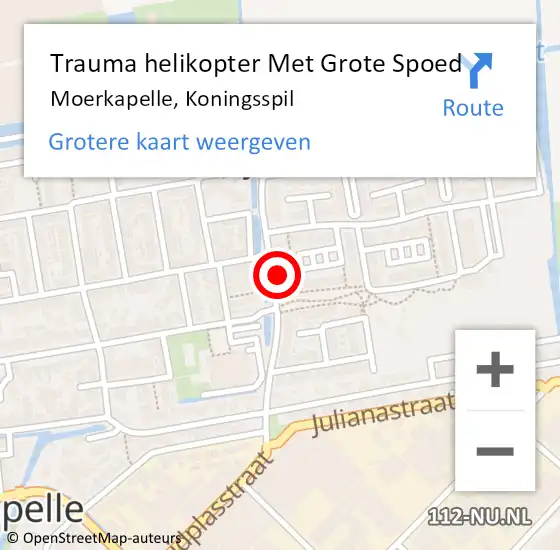 Locatie op kaart van de 112 melding: Trauma helikopter Met Grote Spoed Naar Moerkapelle, Koningsspil op 27 maart 2024 14:11