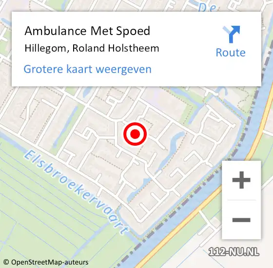 Locatie op kaart van de 112 melding: Ambulance Met Spoed Naar Hillegom, Roland Holstheem op 27 maart 2024 14:14