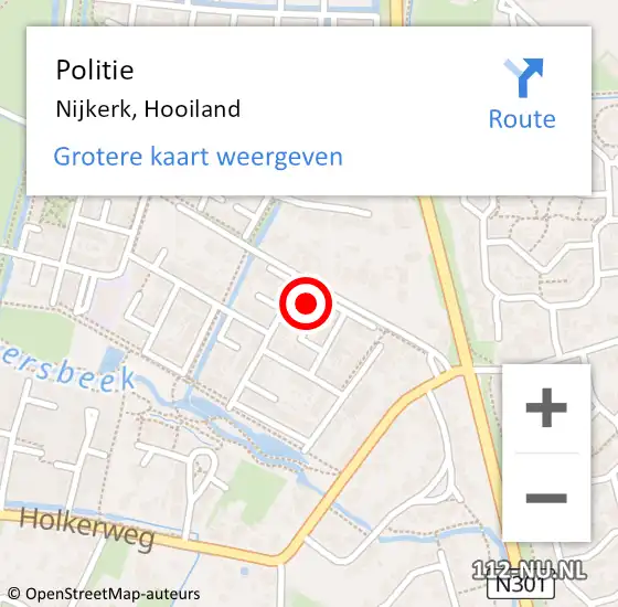 Locatie op kaart van de 112 melding: Politie Nijkerk, Hooiland op 27 maart 2024 14:14