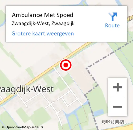 Locatie op kaart van de 112 melding: Ambulance Met Spoed Naar Zwaagdijk-West, Zwaagdijk op 27 maart 2024 14:14