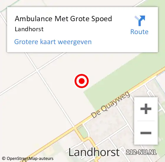 Locatie op kaart van de 112 melding: Ambulance Met Grote Spoed Naar Landhorst op 27 maart 2024 14:14