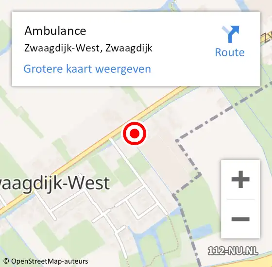 Locatie op kaart van de 112 melding: Ambulance Zwaagdijk-West, Zwaagdijk op 27 maart 2024 14:16