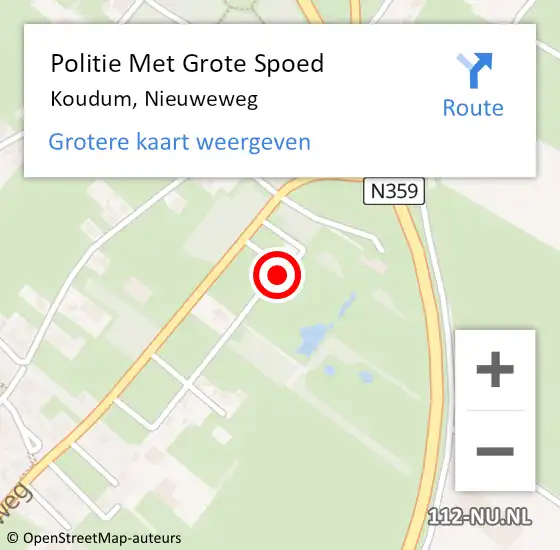 Locatie op kaart van de 112 melding: Politie Met Grote Spoed Naar Koudum, Nieuweweg op 27 maart 2024 14:19