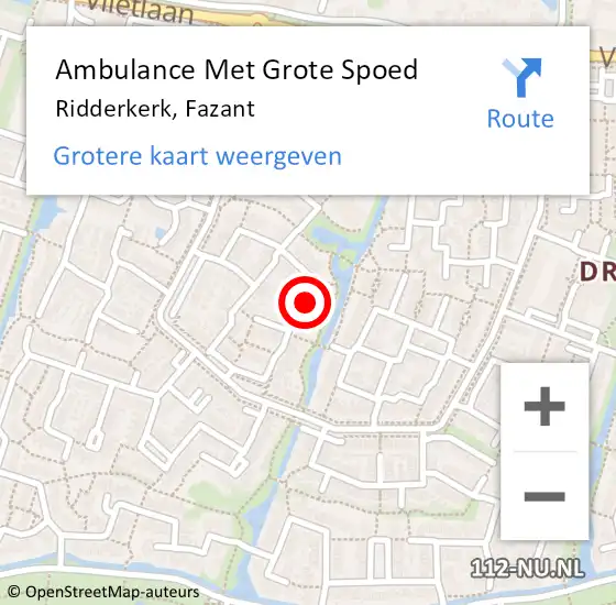 Locatie op kaart van de 112 melding: Ambulance Met Grote Spoed Naar Ridderkerk, Fazant op 27 maart 2024 14:22