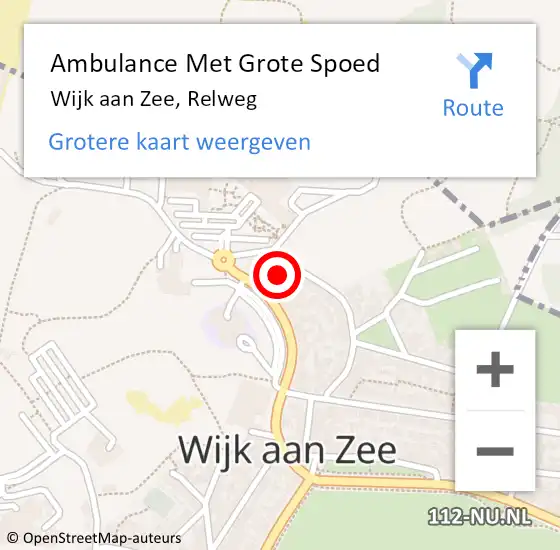 Locatie op kaart van de 112 melding: Ambulance Met Grote Spoed Naar Wijk aan Zee, Relweg op 27 maart 2024 14:24