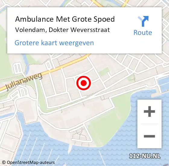 Locatie op kaart van de 112 melding: Ambulance Met Grote Spoed Naar Volendam, Dokter Weversstraat op 27 maart 2024 14:26