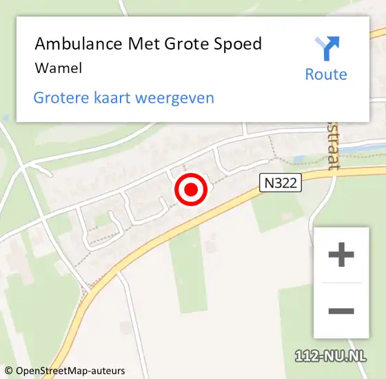 Locatie op kaart van de 112 melding: Ambulance Met Grote Spoed Naar Wamel op 27 maart 2024 14:36