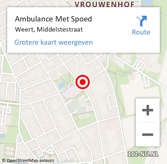 Locatie op kaart van de 112 melding: Ambulance Met Spoed Naar Weert, Middelstestraat op 27 maart 2024 14:52