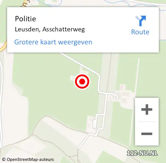 Locatie op kaart van de 112 melding: Politie Leusden, Asschatterweg op 27 maart 2024 15:00