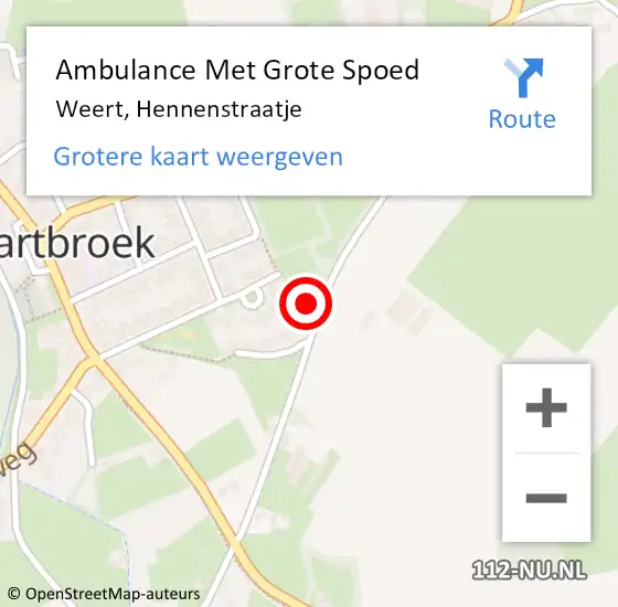 Locatie op kaart van de 112 melding: Ambulance Met Grote Spoed Naar Weert, Hennenstraatje op 27 maart 2024 15:04