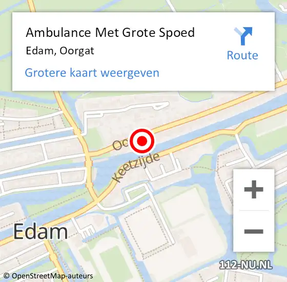 Locatie op kaart van de 112 melding: Ambulance Met Grote Spoed Naar Edam, Oorgat op 27 maart 2024 15:13