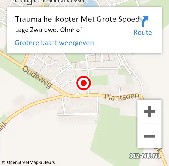 Locatie op kaart van de 112 melding: Trauma helikopter Met Grote Spoed Naar Lage Zwaluwe, Olmhof op 27 maart 2024 15:16