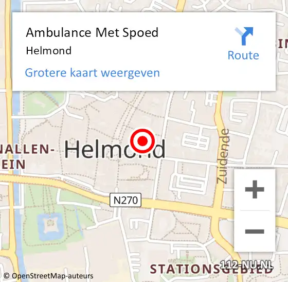 Locatie op kaart van de 112 melding: Ambulance Met Spoed Naar Helmond op 27 maart 2024 15:17