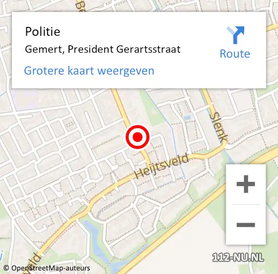 Locatie op kaart van de 112 melding: Politie Gemert, President Gerartsstraat op 27 maart 2024 15:28