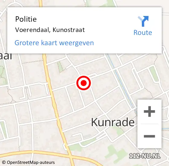 Locatie op kaart van de 112 melding: Politie Voerendaal, Kunostraat op 27 maart 2024 15:39