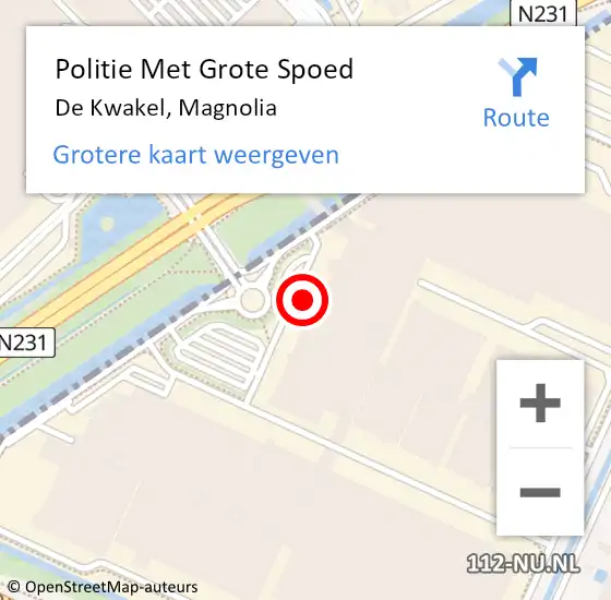 Locatie op kaart van de 112 melding: Politie Met Grote Spoed Naar De Kwakel, Magnolia op 27 maart 2024 15:53