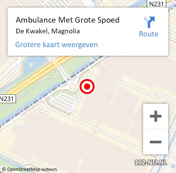 Locatie op kaart van de 112 melding: Ambulance Met Grote Spoed Naar De Kwakel, Magnolia op 27 maart 2024 15:55
