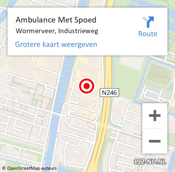 Locatie op kaart van de 112 melding: Ambulance Met Spoed Naar Wormerveer, Industrieweg op 27 maart 2024 16:02