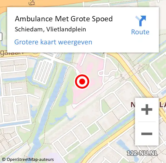 Locatie op kaart van de 112 melding: Ambulance Met Grote Spoed Naar Schiedam, Vlietlandplein op 27 maart 2024 16:06