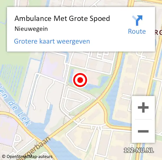 Locatie op kaart van de 112 melding: Ambulance Met Grote Spoed Naar Nieuwegein op 27 maart 2024 16:10