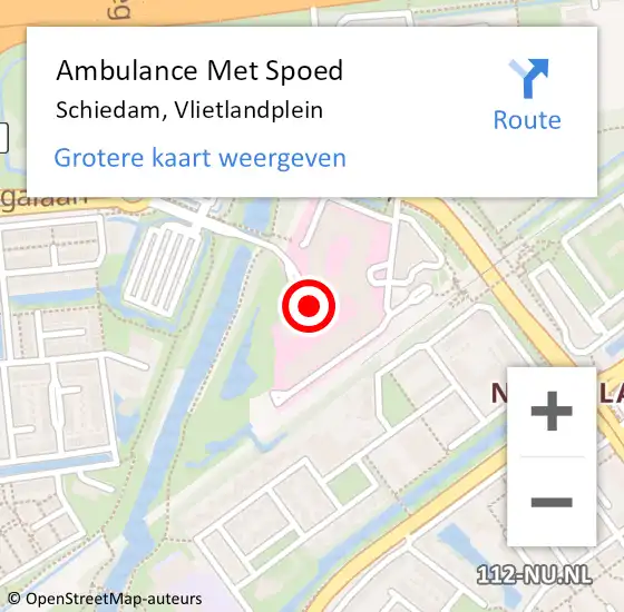 Locatie op kaart van de 112 melding: Ambulance Met Spoed Naar Schiedam, Vlietlandplein op 27 maart 2024 16:33