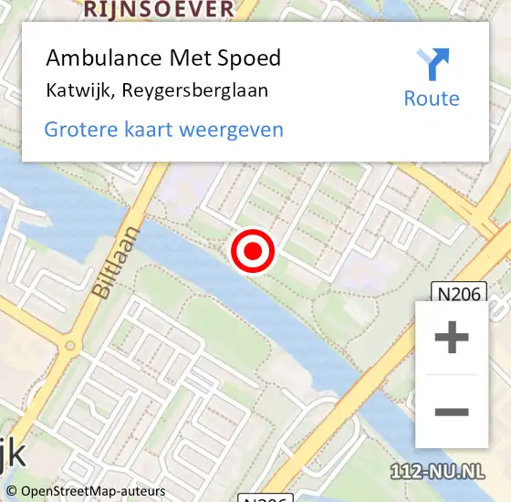 Locatie op kaart van de 112 melding: Ambulance Met Spoed Naar Katwijk, Reygersberglaan op 27 maart 2024 16:33