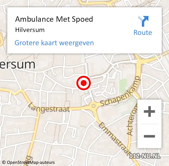 Locatie op kaart van de 112 melding: Ambulance Met Spoed Naar Hilversum op 27 maart 2024 16:45