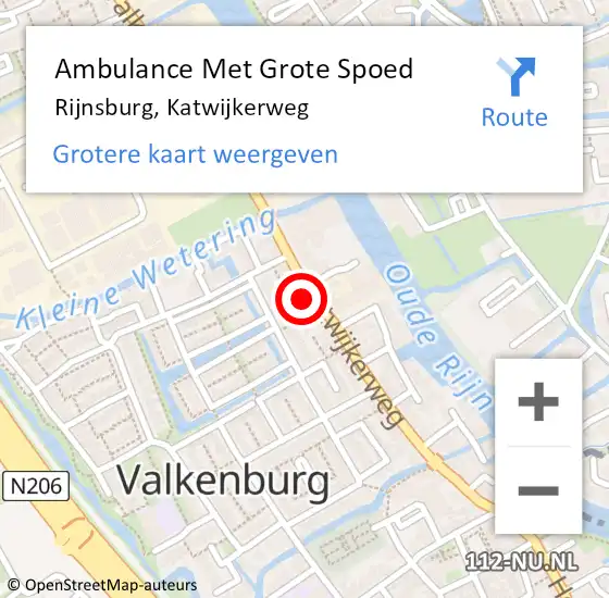 Locatie op kaart van de 112 melding: Ambulance Met Grote Spoed Naar Valkenburg, Katwijkerweg op 27 maart 2024 17:06