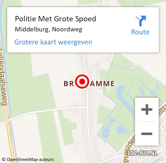 Locatie op kaart van de 112 melding: Politie Met Grote Spoed Naar Middelburg, Noordweg op 27 maart 2024 17:18
