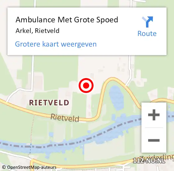 Locatie op kaart van de 112 melding: Ambulance Met Grote Spoed Naar Arkel, Rietveld op 27 maart 2024 17:20
