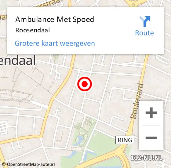 Locatie op kaart van de 112 melding: Ambulance Met Spoed Naar Roosendaal op 27 maart 2024 17:35
