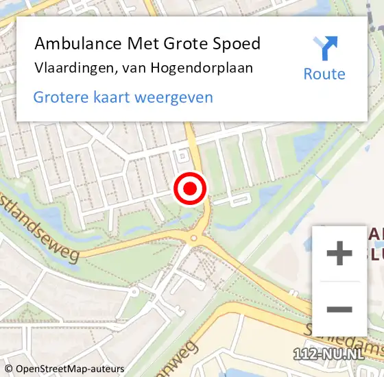 Locatie op kaart van de 112 melding: Ambulance Met Grote Spoed Naar Vlaardingen, van Hogendorplaan op 27 maart 2024 17:37