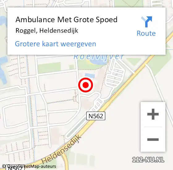 Locatie op kaart van de 112 melding: Ambulance Met Grote Spoed Naar Roggel, Heldensedijk op 27 maart 2024 17:56