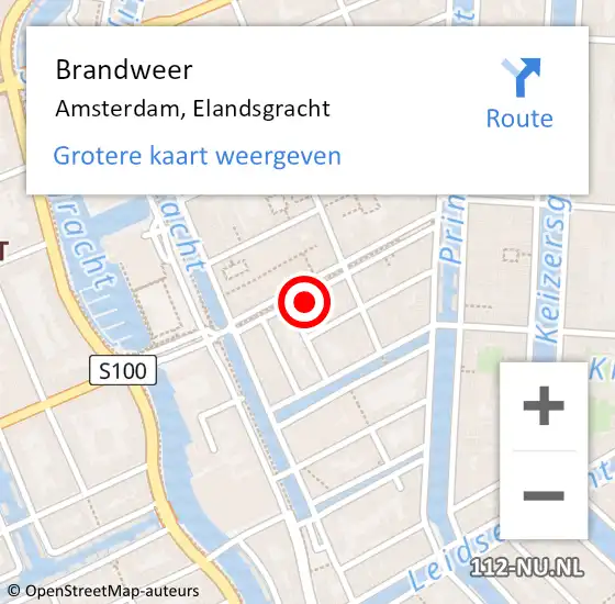 Locatie op kaart van de 112 melding: Brandweer Amsterdam, Elandsgracht op 27 maart 2024 18:30