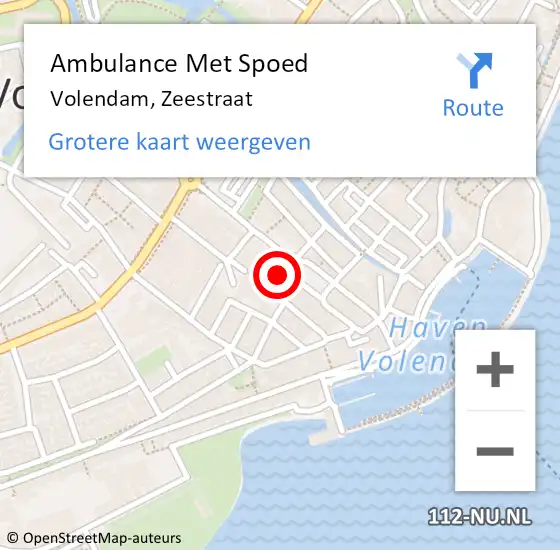 Locatie op kaart van de 112 melding: Ambulance Met Spoed Naar Volendam, Zeestraat op 27 maart 2024 18:42